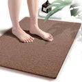 godehone Shower Mats Non Slip Without Suction Cups, PVC Loofah Bathroom Mats, Loofah Mats for Shower and Bathroom, Quick Drying, 23.6× 34.6 Inch, Brown