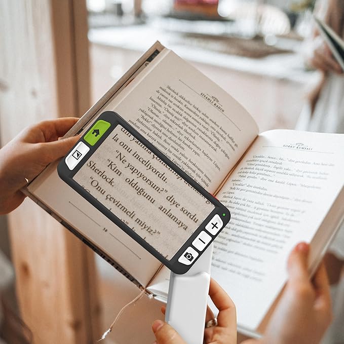 Luna 6 Portable Video Magnifier by Zoomax – HD Screen, Built-in Handle, Wireless Charging, Foldable Stand, Long Battery Life, Lightweight & Portable Digital Reading Aid for Low Vision