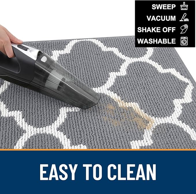 OLANLY Indoor Door Mat, 30x17, Non-Slip Absorbent Resist Dirt Entrance Mat, Washable Low-Profile Inside Floor Doormats for Entryway, Grey