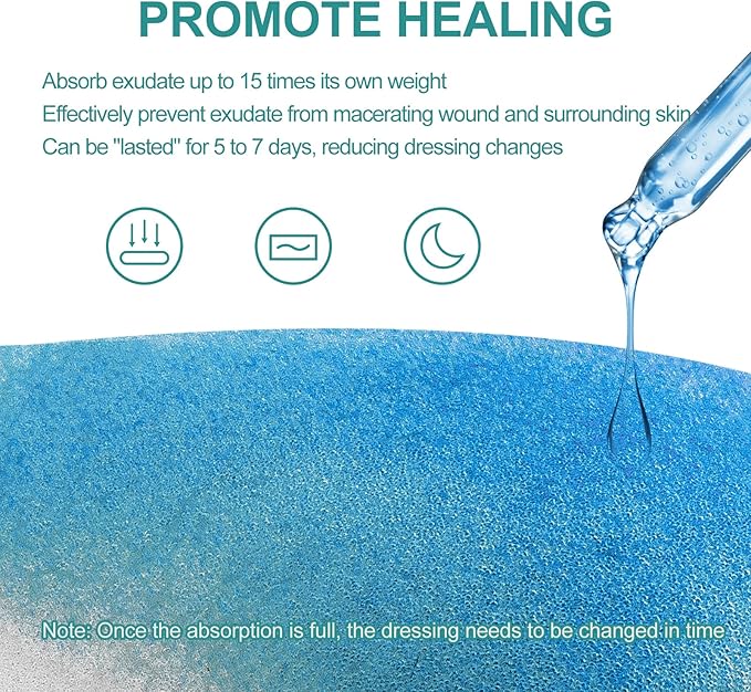 Dimora Fenestrated Foam Dressing, Non-Adhesive Tracheo Pads 4"x4" 10 Packs, Tracheostomy Supplies Hydrophilic Highly Absorbent Soft Wound Dressings, Secure Tubes and Absorb Leakage