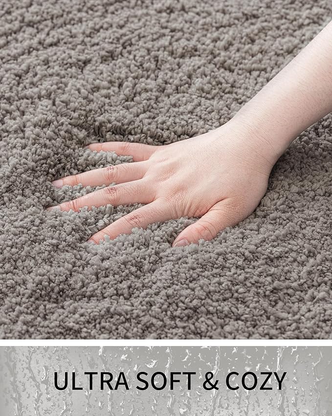 Toilet Rugs U-Shaped Mat 24x22, Contour Bathroom Mat - Ultra Soft & Absorbent Microfiber, Quick-Dry, Machine Washable with High Density Foam Latex Non Slip Backing, Grey