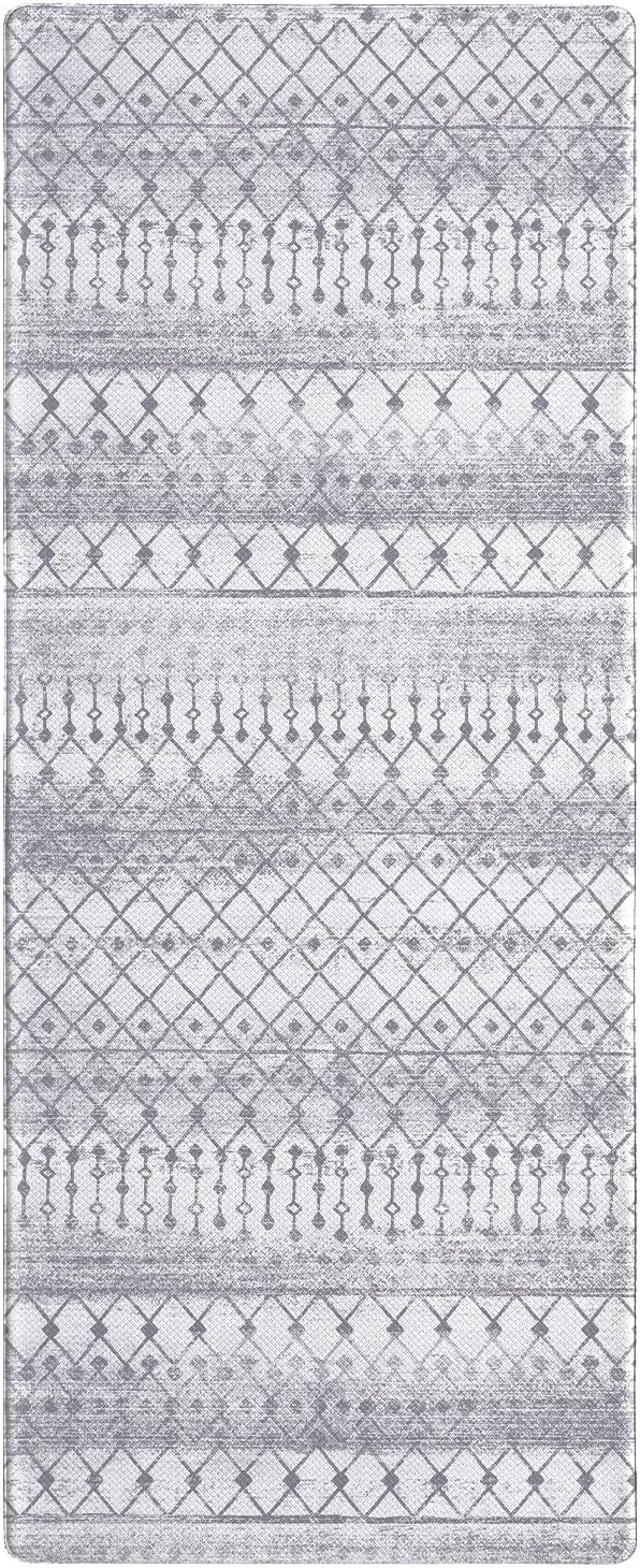 Color&Geometry Kitchen Floor Mats Anti Fatigue, Cushioned Boho Rugs,Waterproof Non Slip Kitchen Runner for Sink, Standing Mats for Office,24"x87",Grey