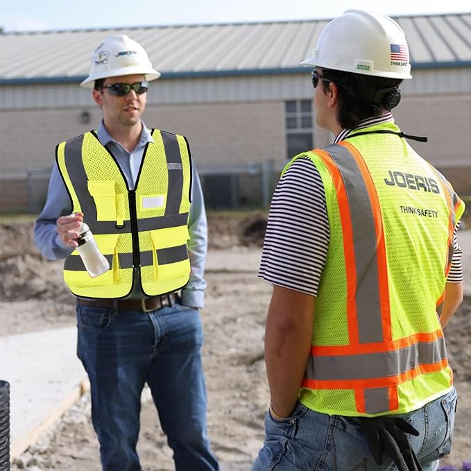 High Vis Safety Vest Reflective Strips, Multi-Pocket Design, Available in Yellow,Orange,black,Pink,blue,Red,purple