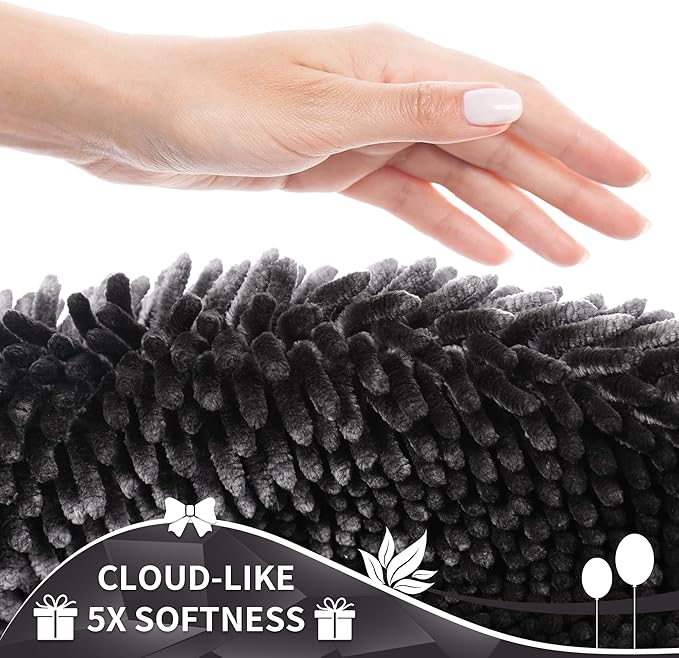 Yimobra Bathroom Rugs Sets 2 Piece, Soft Absorbent Bath Mat and U-Shaped Toilet Rug with Non Slip Backing, Luxury Shaggy Bath Mats for Bathroom, Machine Washable, 31.5"x20"+24"x20", Dark Grey