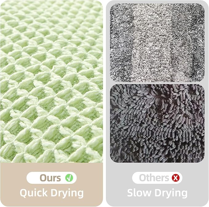 Waffle Bath Mat, Boho Bathroom Rugs Non Slip Washable Super Absorbent Quick Dry Cute Bath Mat Farmhouse Bathroom Decor, 48"x24" Pale Green