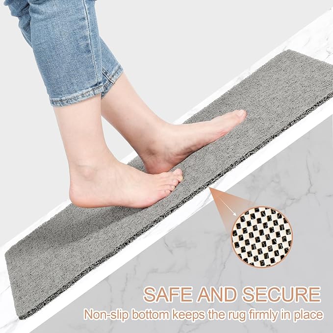 Joyhalo Shower Mat Bathtub Mat Non Slip, Bathmats Non Slip, Quick Drying Foot Scrubber Loofah Mats for Shower, Tub, Bathroom, Home, 32x24inch, Grey
