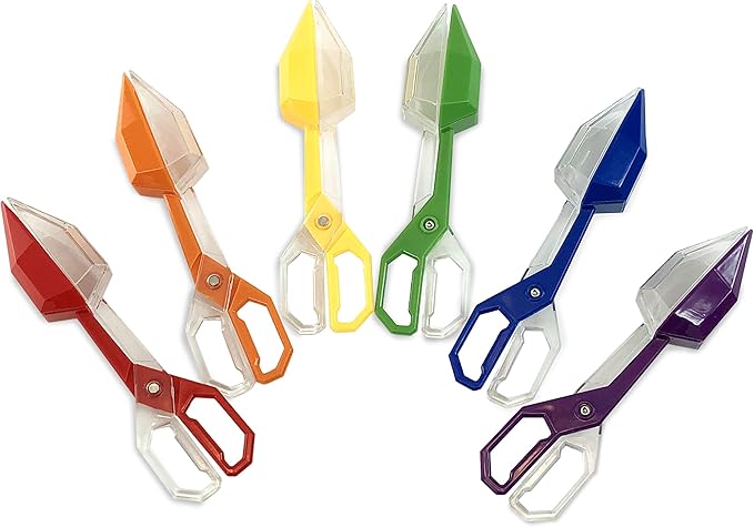 Skoolzy Jumbo Rainbow Tongs 6 Piece Set - Fine Motor Skills Handy Scoopers Rainbow Color Sorting Toys Bug Insect Catcher Small Toys Scooper Sensory Learning Tools Skill Development for Kids