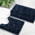 Yimobra Bathroom Rugs Sets 2 Piece, Soft Absorbent Bath Mat and U-Shaped Toilet Rug with Non Slip Backing, Luxury Shaggy Bath Mats for Bathroom, Machine Washable, 31.5"x20"+24"x20", Blue