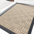 OLANLY Front Door Mat Outside Entrance 29.5x17, Absorbent, Heavy Duty Sturdy Natural Rubber Doormat Indoor Outdoor, Non-Slip, Stain and Fade Resistant, Low Profile Floor Mat for Entryway, Latte White