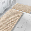 Yimobra Bathroom Rugs Sets 2 Piece - Quick Dry Extra Thick Luxury Chenille Bath Mat, Non Slip Super Absorbent for Tub Shower Sink, Machine Washable Shaggy Floor Mat, 44"x24"+24"x17" Inch, Light Brown