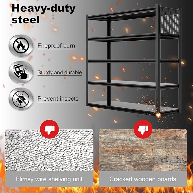 2 Sets Storage Shelves with Pegboard,59" W 24" D Heavy Duty Garage Shelving Units and Storage,Metal Shelving Adjustable Shelves,Garage Storage Rack,Industrial Utility Shelf Organization