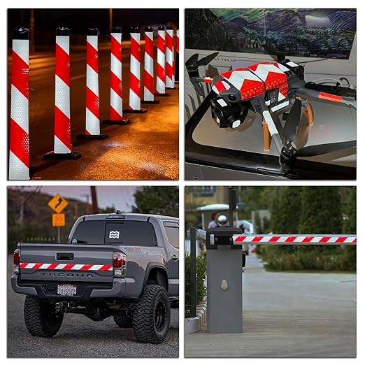 SWRT 2 Inch X 160 FT Reflective Tape Outdoor Waterproof Red & White Reflective Strong Adhesive Caution Hazard Warning Reflector Conspicuity Tape for Trailer Sign