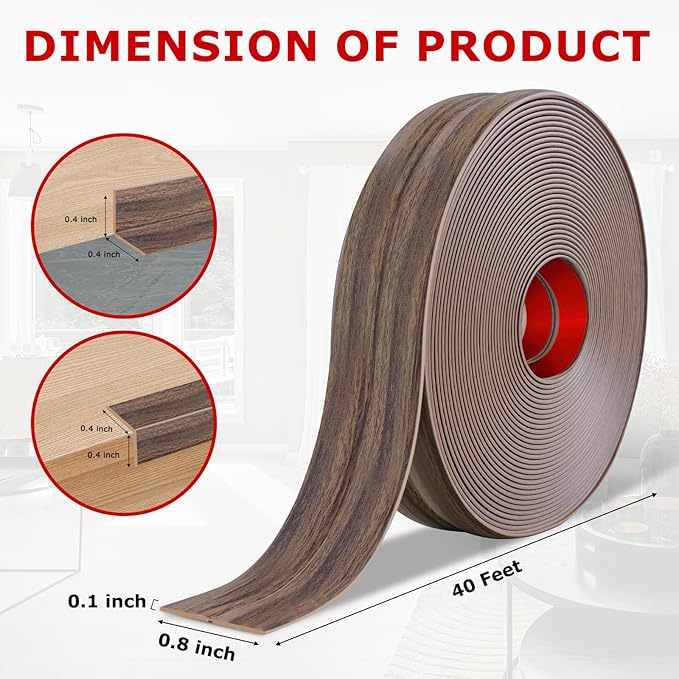 Flexible Wall Corner Protector Moulding Trim Peel and Stick Wall Corner Guards Edge Protector Self Adhesive Molding Trim Strip for Edge Ceiling (Smoked Brown Wood Grain, 0.8 in x 40 Ft)