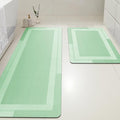 Ultra Thin Bath Mat, Upgrade Backing Non Slip Thin Bath Mats Fit Under Door, Quick Dry Ultra Absorbent Bathroom Rugs, Machine Washable Bath Rugs for Bathroom, Sage Green/Bordered/24"x17"+48"x20"
