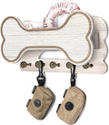 Decorative Dog Leash Holder for Wall - Creative Doggie Bone Shape Key Holder Wall Mount with Dog Stuff Storage Shelf & 5 Cute 3D Puppy Paw Hooks - Ideal for Room Decor (White)