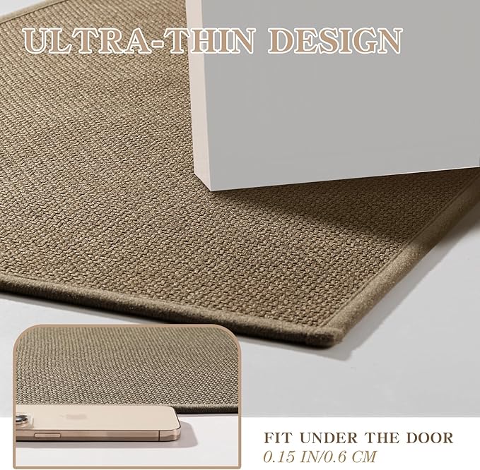 chakme Bathroom Rugs Mat 59x25, Ultra Thin Non Slip Bath Mat Large Quick Dry Absorbent Bath Mat for Bathroom Floor, (Dark Beige, 59"x25")