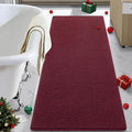 LOCHAS Luxury Bathroom Rug Shaggy Bath Mat 24 x 60 Inch, Washable Non Slip Bath Rugs for Bathroom Shower, Soft Plush Chenille Absorbent Carpets Mats, Burgundy