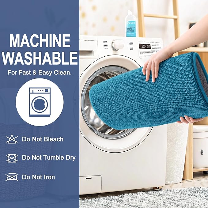 OLANLY Thick Memory Foam Bath Mat Rug 47x17, Extra Soft Absorbent Bathroom Rug, Quick Dry Bath Mat, Non-Slip, Machine Washable Carpet for Bathroom, Tub and Shower, Home Decor Accessories, Peacock Blue