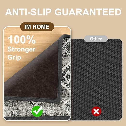 Non Slip Stair Treads for Wooden Steps Indoor, Dark Grey, 15pcs, 30"X8", Soft Carpet Mat, Machine Washable Boho Carpet Treads with Reusable Adhesive Backing, Safety Stair Tread for Dogs, Kids, Elders