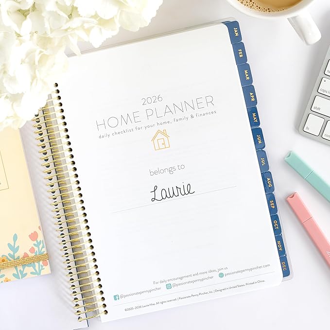 PPP Home Planner 2026 | 12-Month Weekly Calendar (Sunday Start) | Monthly Review & Seasonal Checklists | Budgeting & Savings Worksheets | Daily Bible Reading Plan | Checklists for Routines and Goals