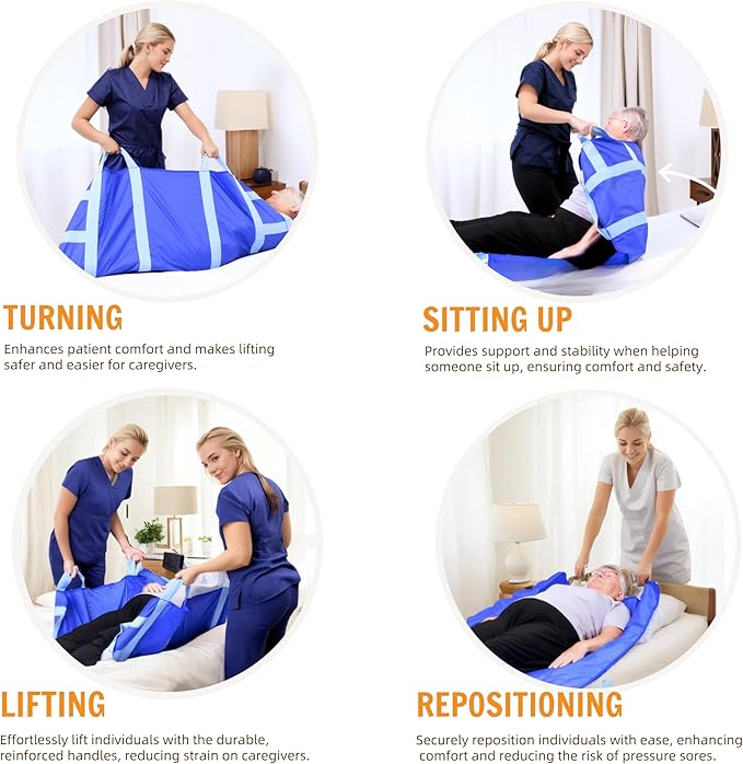Upgraded 3-Layer Comfort Positioning Bed Pad with Handles Washable Waterproof Transfer Board for Turning Moving Patient Inconvenience Care Transfer Sheet, 48" x 40", Large, Canyon Rust