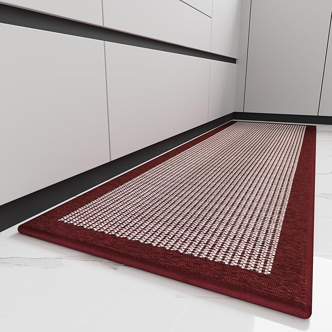 PADOOR Kitchen Mats for Floor, Non Slip Washable, Rubber Backed Christmas Runner Super Absorbent Long Xmas Floor Mat, 20'x70' Red