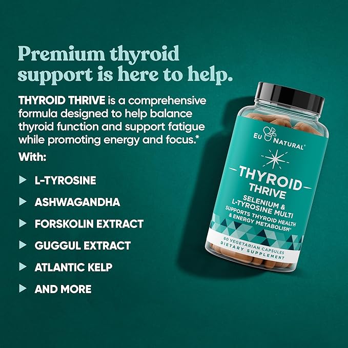 Thrive Energy Support – Naturally Fight Fatigue, Balance Hormones, Promote Focused Energy – Zinc, Selenium, Iodine – 60 Vegetarian Soft Capsules