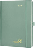 POPRUN 2026 Planner (Medium Size 8.5''x 6.5'' Hardcover) - Daily Weekly and Monthly Calendar Agenda 2026 Appointment Book with Hourly Time Slots, Monthly Tabs, 100 GSM - Midnight Green