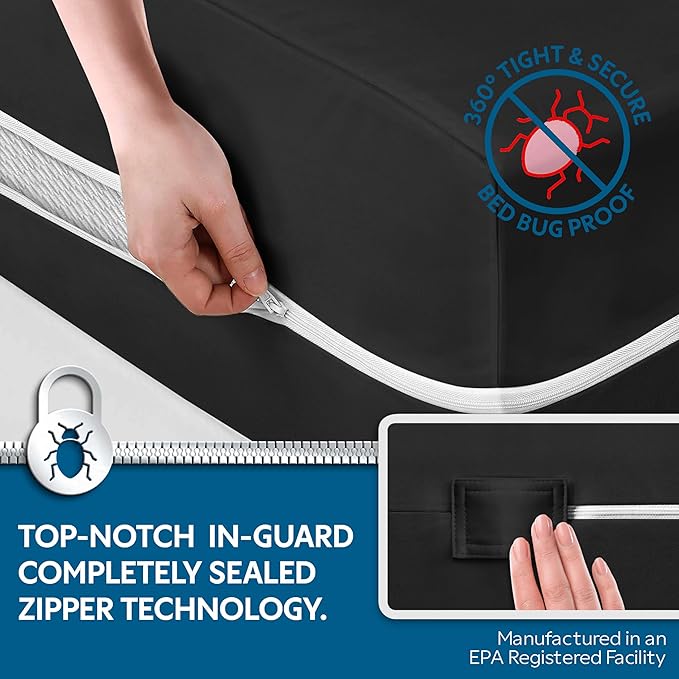 Guardmax Jersey Knitted Queen Zippered Mattress Encasement - Waterproof & Bed Bug Proof Mattress Protector - Comfortable, Soft, and Noiseless Zippered Bedding - Dust Mite Proof (60 x 80 x 12)