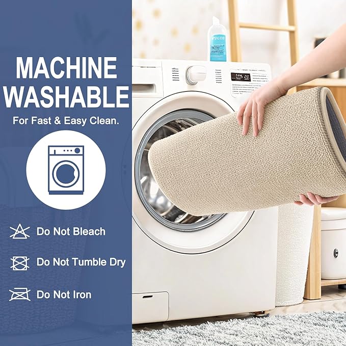 OLANLY Thick Memory Foam Bath Mat Rug 47x32, Extra Soft Absorbent Bathroom Rug, Quick Dry Bath Mats, Non-Slip, Machine Washable Carpet for Bathroom, Tub and Shower, Home Decor Accessories, Beige