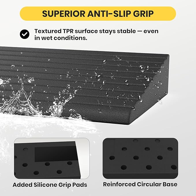 0.8"H Rubber Threshold Ramps for Doorways, 2 PCS Modular Wheelchair Ramp, Door Threshold Ramp, Access Ramps for Wheelchairs, Walkers, Strollers, Sweepers, Bathrooms, Entryways, 2000LBS Capacity