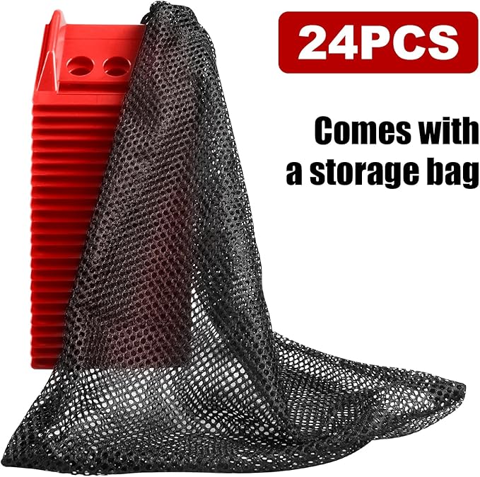 24 Pack 4" Flatbed Edge Protectors with Carrying Case, 4" Winch Ratchet Straps Plastic Corner Protectors for Flatbed Cargo Load (Red)