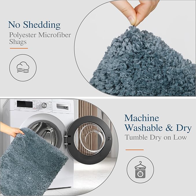 Walensee Large Bathroom Rug (24 x 36, Slate) Extra Soft and Absorbent Shaggy Bath Mat Machine Washable Microfiber Non Slip Luxury Floor Mat