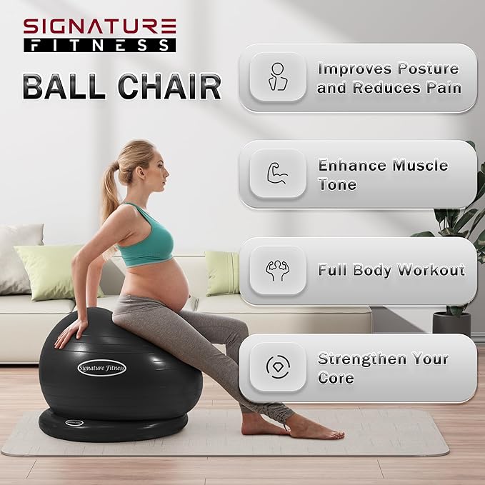 Fitvids Anti-Burst and Slip Resistant Exercise Yoga Fitness Birthing Ball with Quick Pump, 2,000-Pound Capacity, Multiple Colors and Sizes