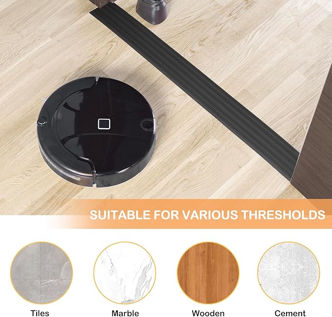 Threshold Ramps for Doorways Self-Adhesive Rubber Ramps for Door Threshold Rubber Door Threshold Ramp for Wheelchair Stroller Scooter Reducer Ramp (Black, 3” Wide x 6.6' Long)
