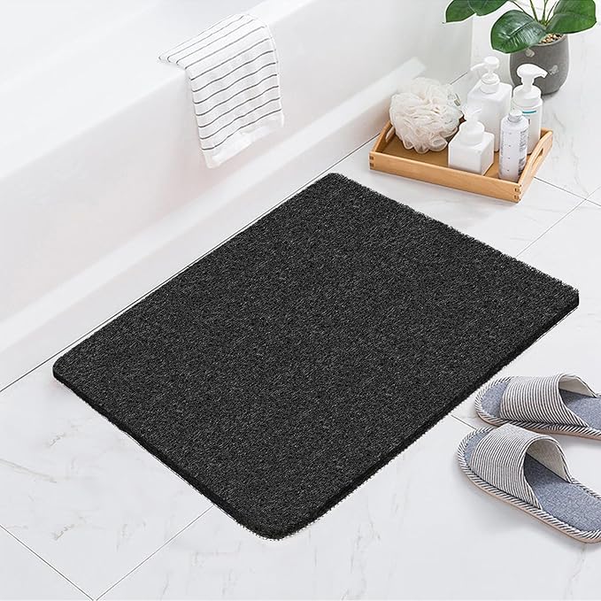 Joyhalo Shower Mat Bathtub Mat Non Slip, Bathmats Non Slip, Quick Drying Foot Scrubber Loofah Mats for Shower, Tub, Bathroom, Home, 24x24inch, Black