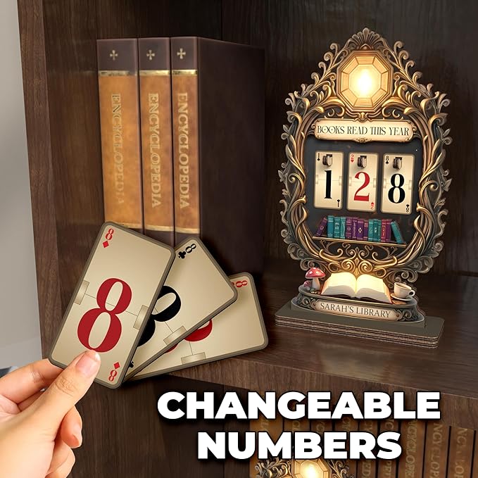 Personalized Book Tracker, Books Read This Year Counter Sign, Whimsical Lantern Bookshelf Decor, Fantasy Home Library Accessories, Custom Christmas Bookish Gifts for Women, Book Lovers, Readers