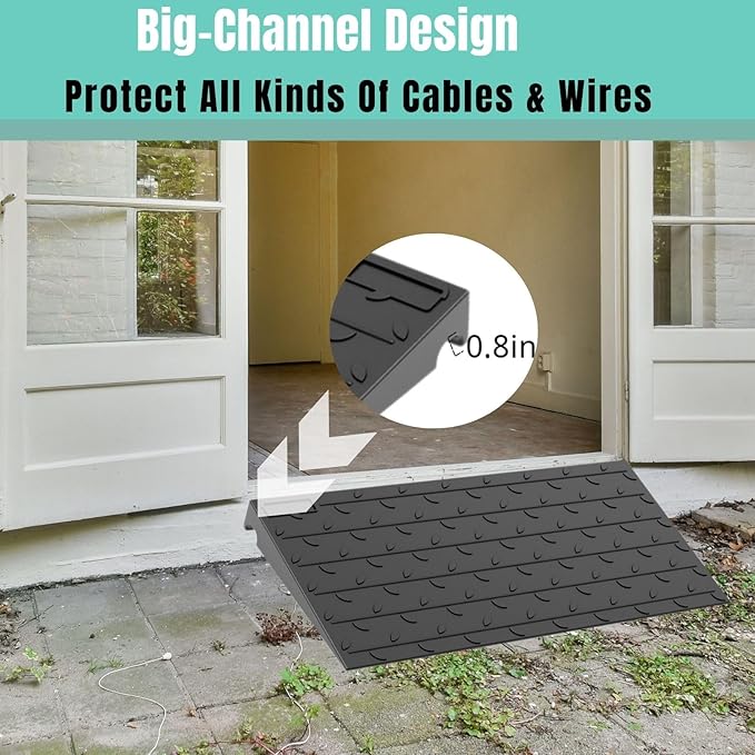 BESEA 3" inch Threshold Ramp Rubber Wheelchair Ramp, No-Slip Surface 3500 Lbs Load Capacity for Home Doorways Driveways Curb