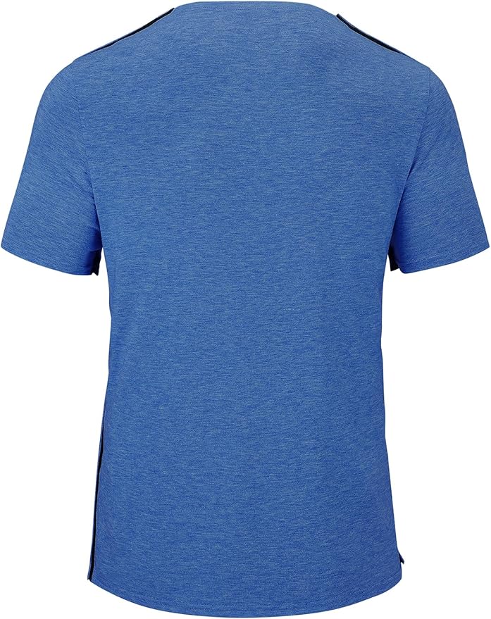Men's Post Shoulder Surgery Recovery Shirts Tear Away Short Sleeve Full Open Side Snap Dialysis Chemo Clothing