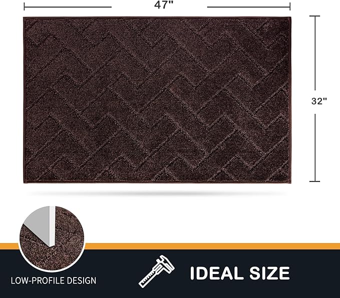 PURRUGS Dirt Trapping Door Mat 32" x 47", Non-Slip Machine Washable Entry Rug, Shoe Scraper, Dog Doormat, Super Absorbent Welcome Mat for Front & Back Door, Muddy Wet Shoes & Paws, Brown