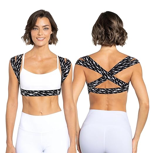 BackEmbrace Posture Corrector for Women and Men - Made in USA - Slim and Adjustable Shoulder Brace - Back Brace for Back Pain Relief - Lightning Bolt XL