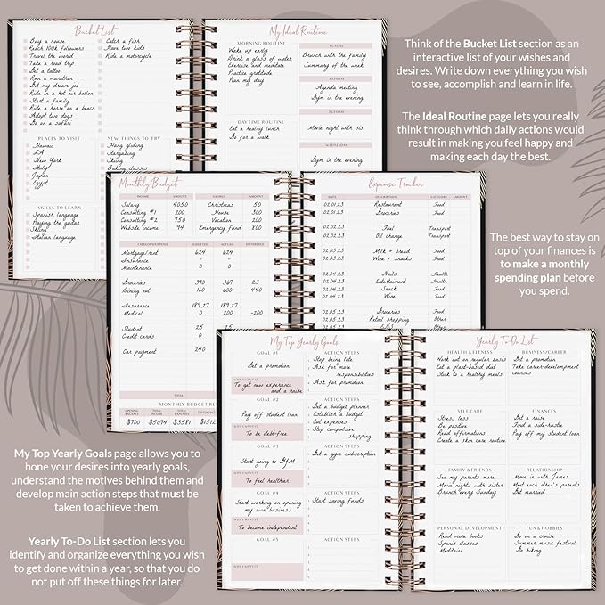 PLANBERRY Hourly Schedule Planner Premium – Undated Weekly Organizer with Time Slots & Monthly Budget – Time Management, Goal Setting, to-Do List & Habit Tracker –6.9″x8.5″(Onyx Black)