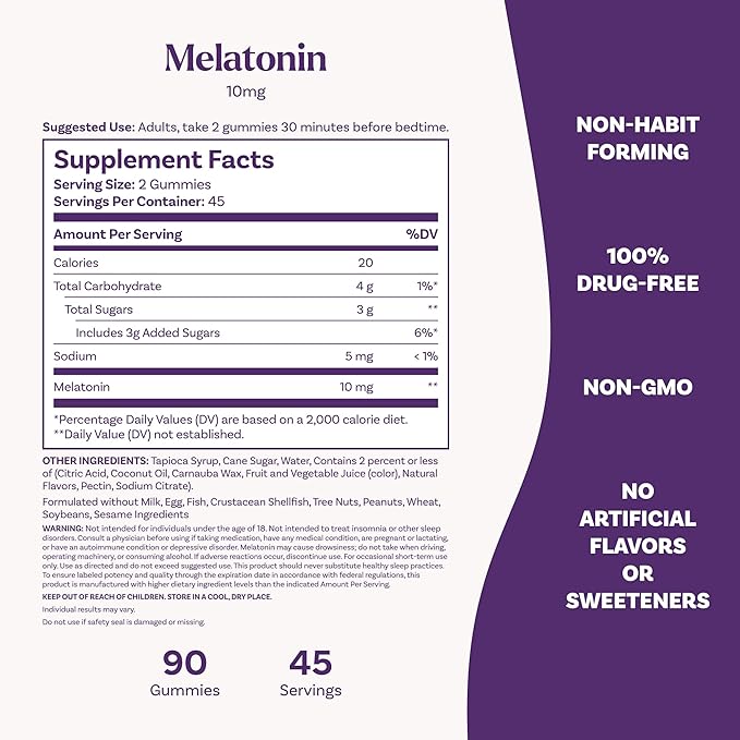 Natrol 10 mg Melatonin Gummies, Sleep Support for Adults, Melatonin Supplements for Sleeping, 90 Strawberry-Flavored Gummies, 45 Day Supply
