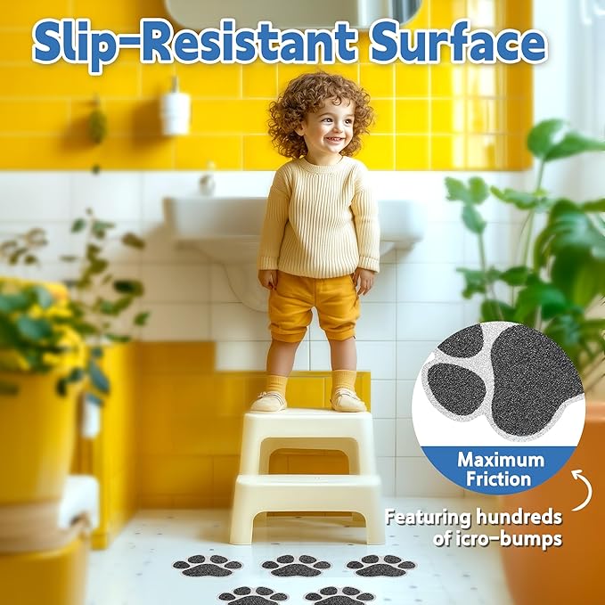 Non-Slip Bathtub Stickers, 20 PCS Large Safety Bathroom Tubs Showers Treads Adhesive Decals with Premium Scraper (Black)