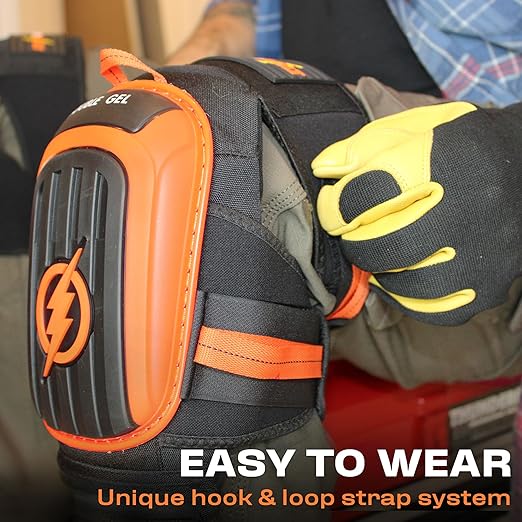 Thunderbolt Knee Pads for Men Construction Knee Pads for Work for Men and Women with Double Gel for Gardening Flooring Roofing Heavy Duty with Extra Thick Foam and Strong Adjustable Non-Slip Straps