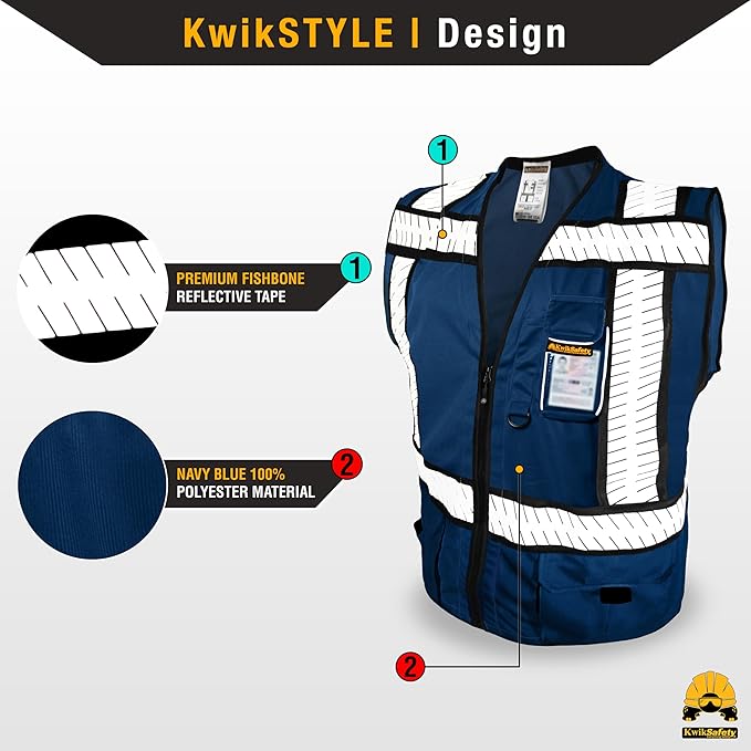 KwikSafety - SHERIFF & SPECIALIST Safety Vest [Multi-Use Pockets] Class 2 Reflective Vest ANSI OSHA Safety Vest for Men