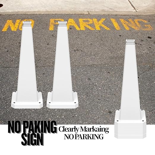 BESEA 6 Pack 28" Bright White Traffic Safety Cones with Weighted Base, High-Visibility Parking Cones for Driveways, Business Parking Lots, Garages, Indoor/Outdoor Use