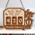 Books Read This Year Counter, Personalized Book Tracker Sign, Book Lover Gifts for Women, Readers, Librarians, Teachers, Writers, Wooden Hanging Library Decor, Reading Nook, Bookshelf Accessories