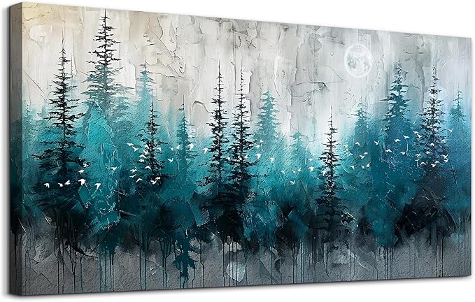 MHARTK66 Framed Canvas Wall Art For Living Room Large Decor For Office Bedroom Wall Decorations Black And White Abstract Wall Painting Forest Tree Textured Pictures Home Decor Hanging Artworks