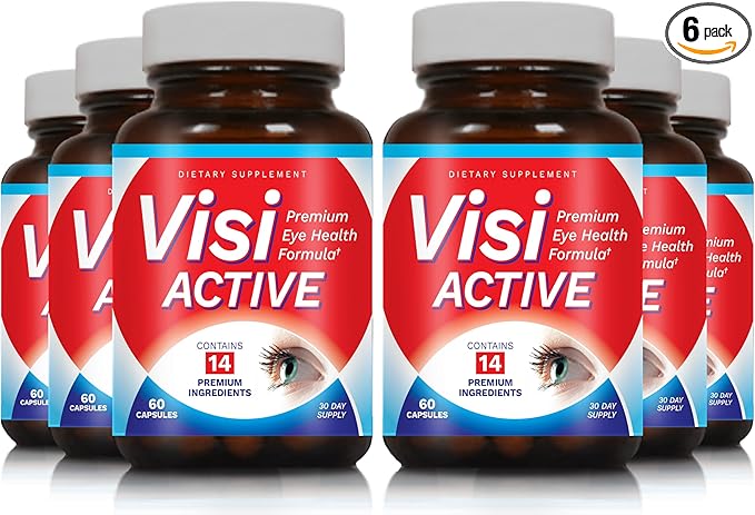 Vision Support Supplement - Eye Health Formula with L-Tartrate, Resveratrol, Blueberry Extract, Vitamins A, C, D & 11 Ingredients for Vision Support - 60 Capsules/Bottle - 6 Pack